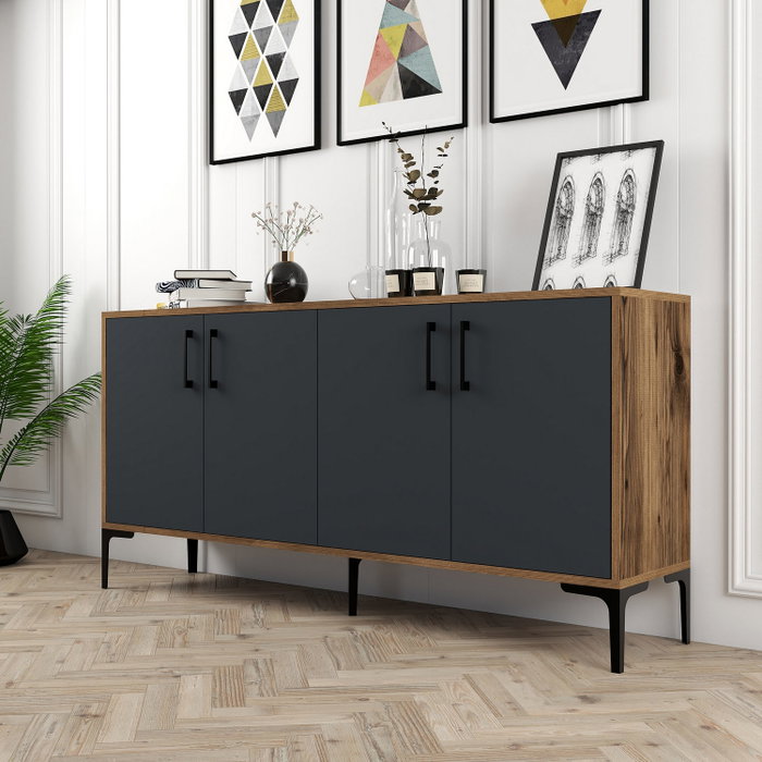 Hanah Home Kiev 160 Consola Nogal y Antracita